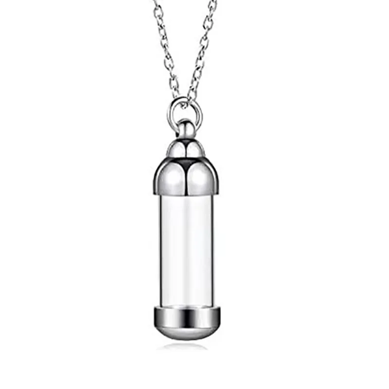 Custom Openable Screw Cap Vial Necklace Steel Chain Wishing Bottle Pendant Lucky Charm Jars Trendy DIY Jewelry Making Accessory