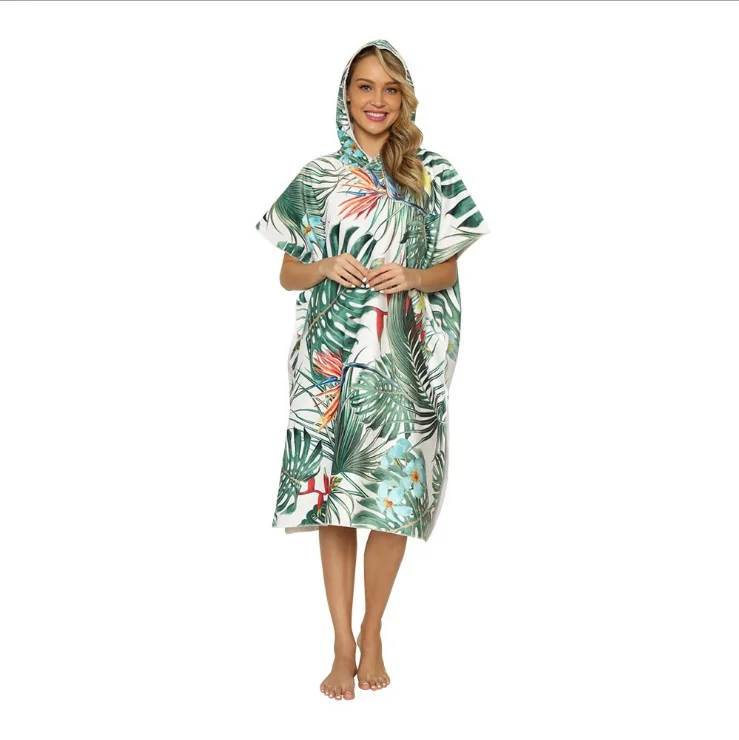 Модное полотенце для плавания из микрофибры с капюшоном пончо для взрослых и детей с капюшоном сменная Пляжная накидка для серфинга Толстовка