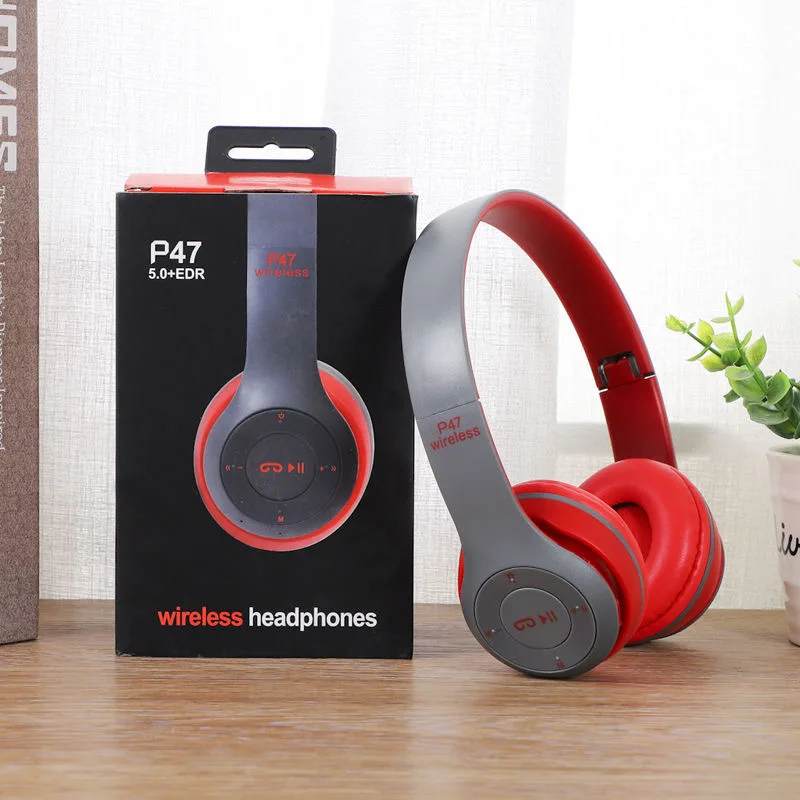 P47 Foldable Hi-Fi Stereo Headsets BT 5.0 Music Headsets with fm radio TF Card for PS4/Kids Gifts  P47 Wireless Headphones