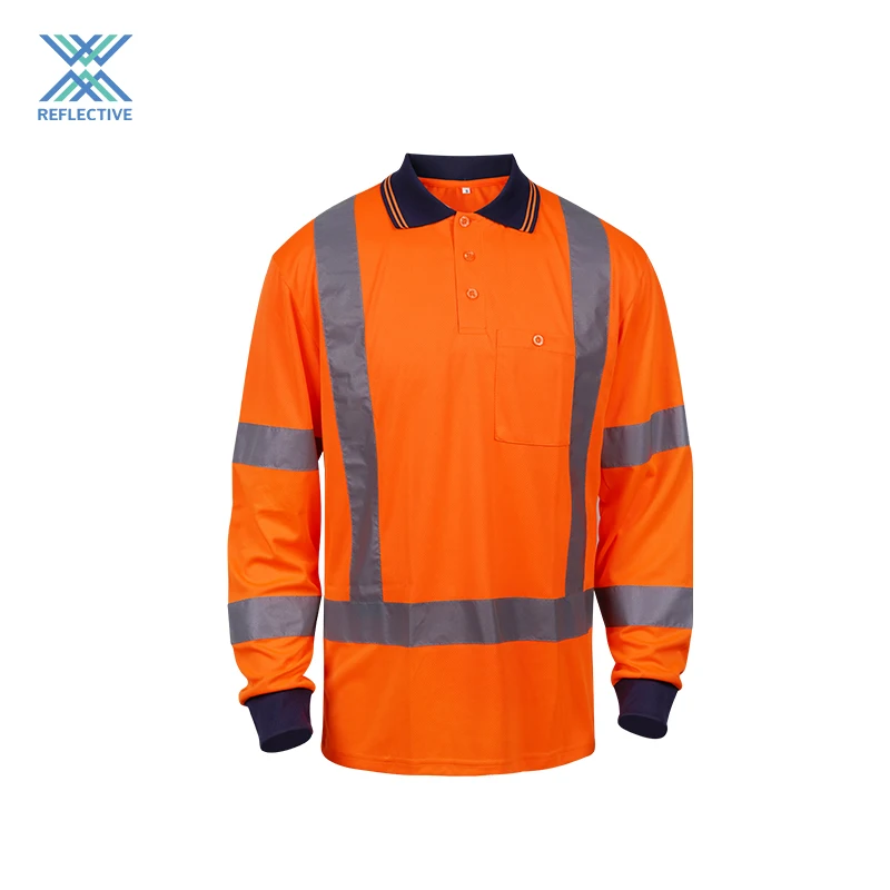 LX Factory Hi Vis Yellow Red Reflective Safety Polo Shirts Reflective Long Sleeve Short Sleeve Construction Work Polo Shirts