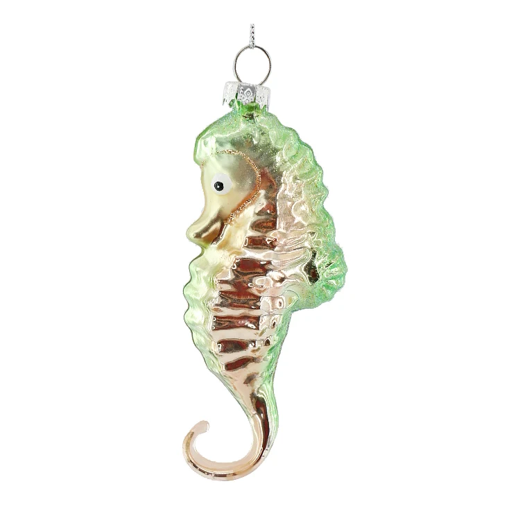 Customized Xmas Tree Funny Baubles Glass Small Seahorse Hanging Ornaments Colorful Christmas Decoration