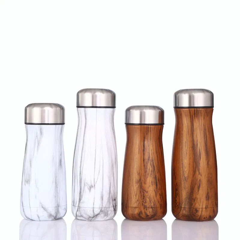 American wide mouth wood grain Coke bottle spray paint outdoor sports bottle 304 stainless steel vacuum bottle custom LOGO