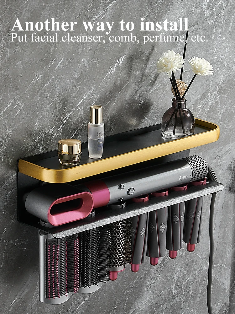Aluminum Dyson Wall-Mounted Hair Dryer Bracket Bathroom Organizer Rack