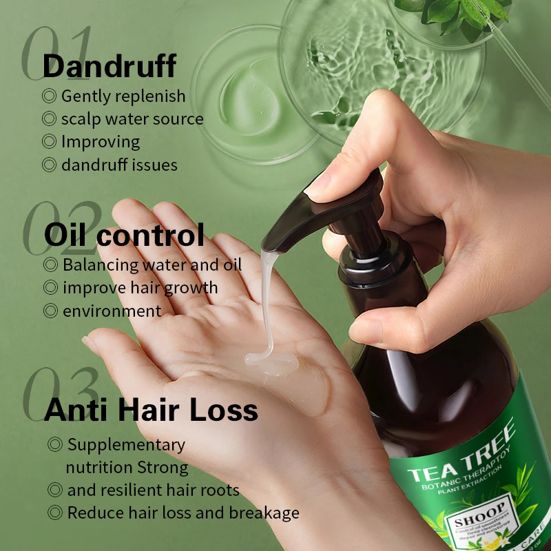 Private Label Beauty Natural Organic Hair Loss Tea Tree Oil Control Anti-Dandruff Shampoo and Conditioner Products