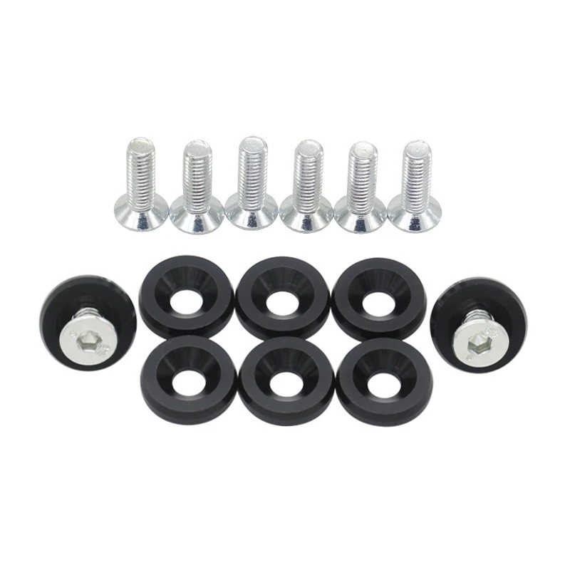 10pcs Fender Washer JDM Style fit Any 6mm Hole Bumpers Engine Dress Up License Plate Aluminum Washers With Bolts