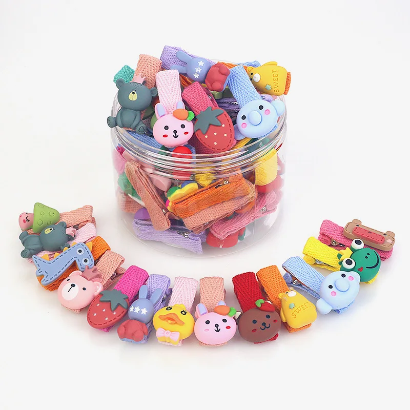 26pcs Cute Cartoon Hairpin For Baby Girl Hair Accessories Gift Box Wrapped Fabric Safe No Hair Damage Handmade Cloth BB Clips