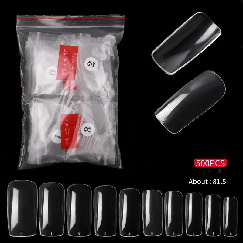 Nail 500 pieces/bag   French  half full nail plate natural transparent nails artificial fingernails artificial fingernails