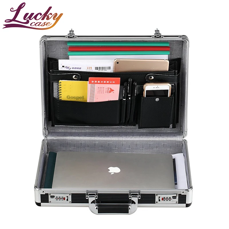 Black Laptop Travel Aluminum Briefcase Hard Case Documentation Storage Aluminum Laptop Case Aluminum Carrying Case