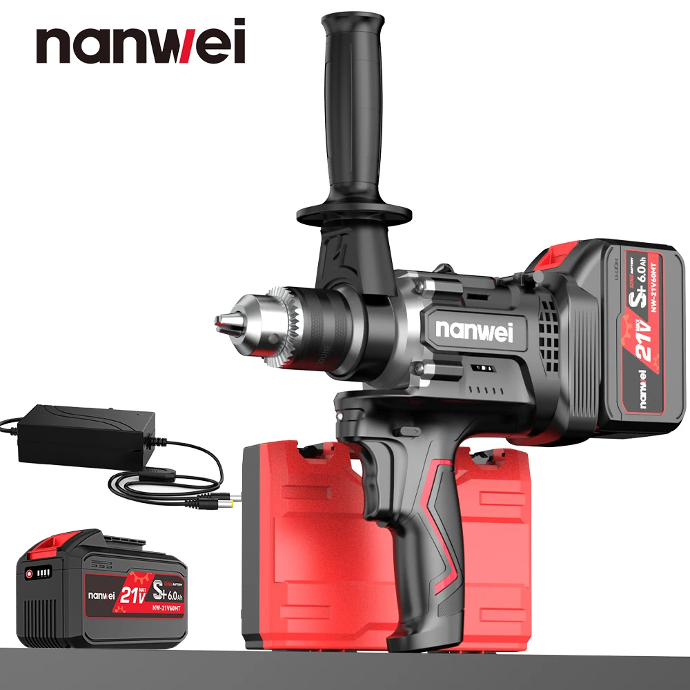 NANWEI Lithium Ion Brushless 220NM Ice Drilling Screwdriver New Super Torque Electric Drill Cordless Screwdriver
