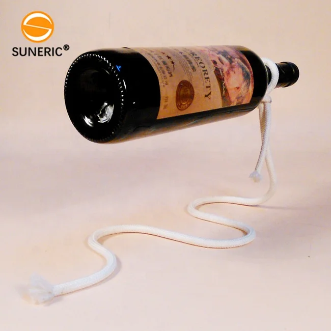 Craft Chain Wine Rack Magic Suspended metal wine display rack White Rope Wine Bottle Holder