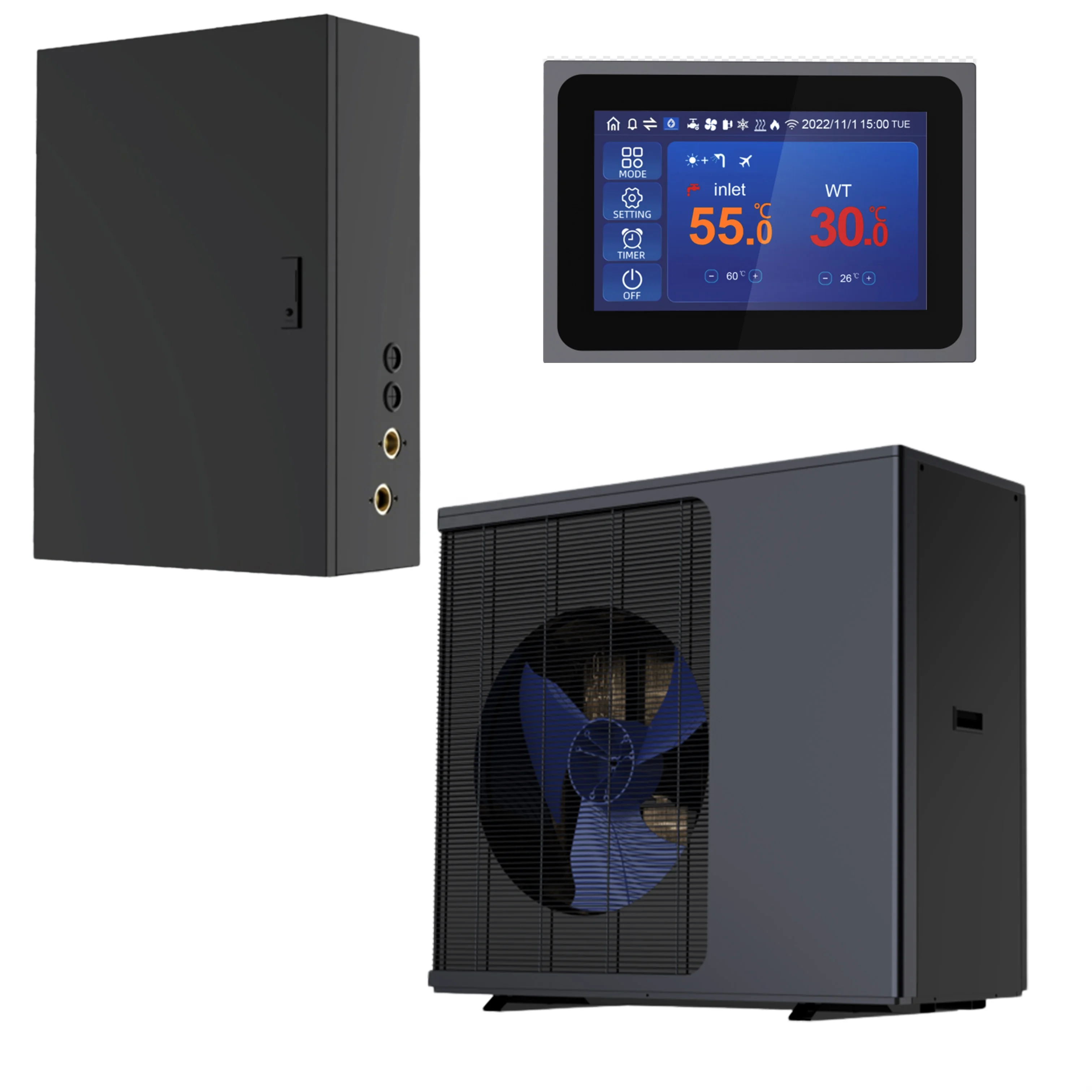 Инверторный тепловой насос Olyair R290 EVI DC разделенный с модбусом и каскадным управлением максимум 8 единиц функция WIFI & IoT одобрением KEYMARK
