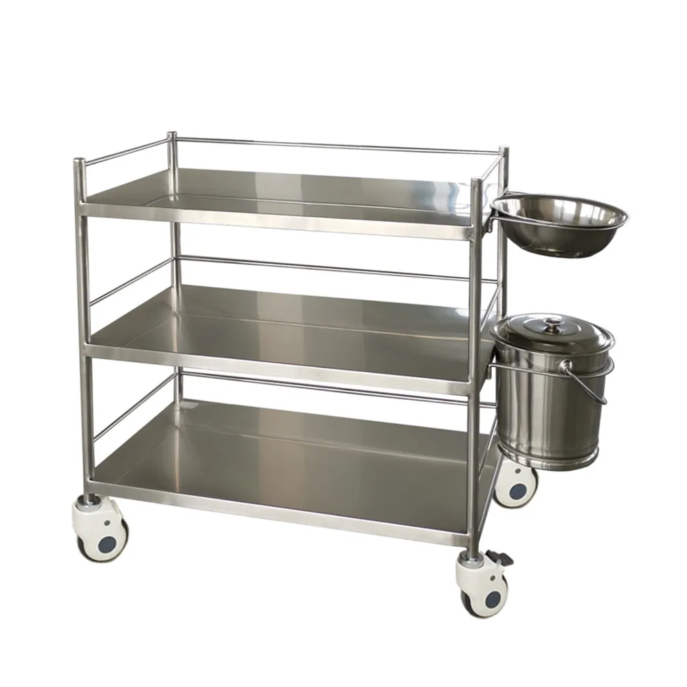 Surgical instrument trolley 3 shelf bucket