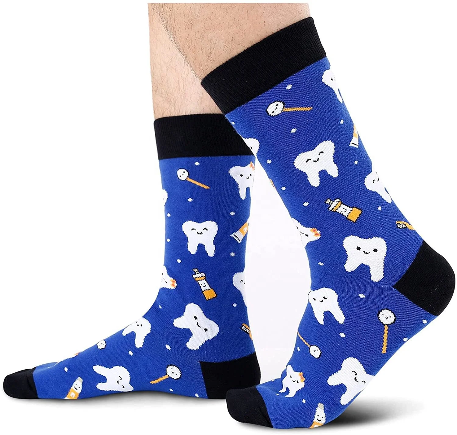 Wholesale Personality Teeth Graphic Mid Calf Socks Men Unisex Funny Cotton Custom Logo Crew Socks