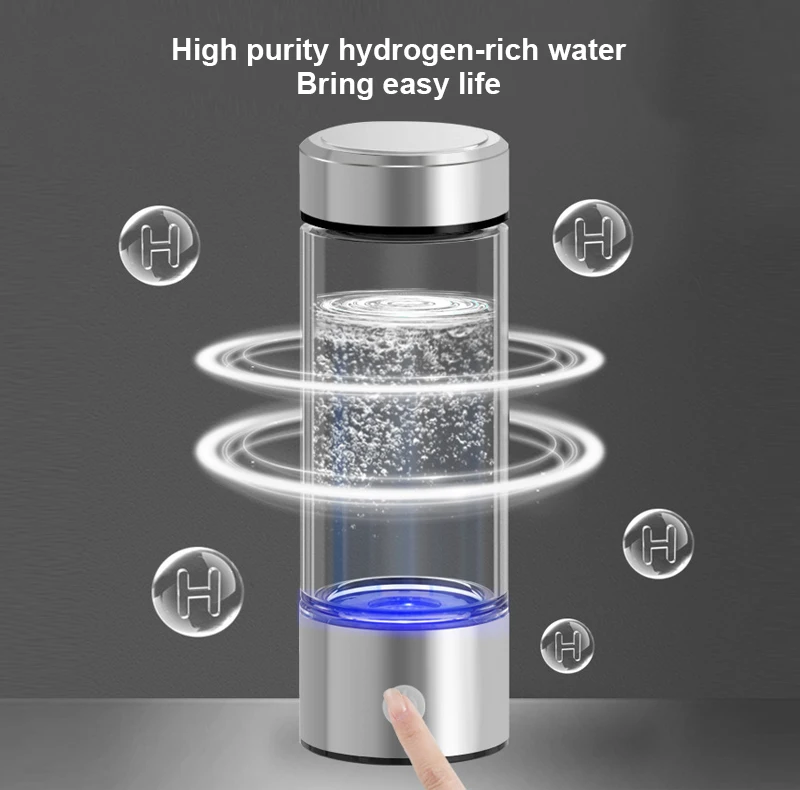 420ml SPE/PEM Healthy Alkaline Glass Hydrogen Water Generator Ionizer Bottle
