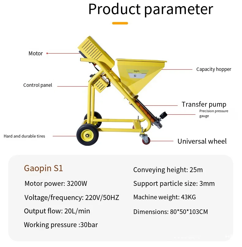 High-power Real Stone Paint Spraying Machine Fireproof Material Spraying Machine, Fireproof Mortar Spraying Machine