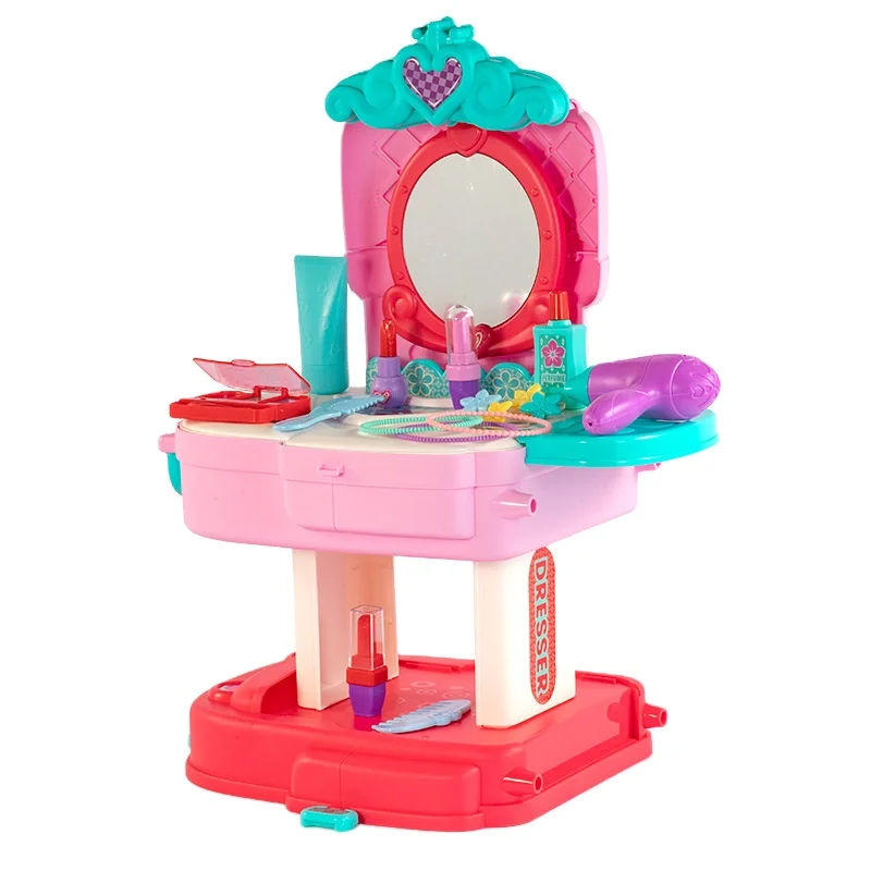 2021 New Design Makeup Dress Table For Girl Simulation Electric Toy Kit 2 In 1 Backpack And Playing House Toy Set