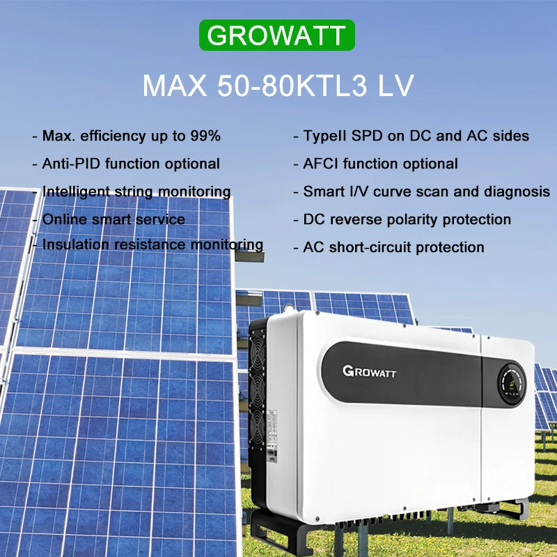 Wholesale Price Growatt Max 50ktl3 LV 3-Phase PV Solar Inverter 50kw (50/60Hz)