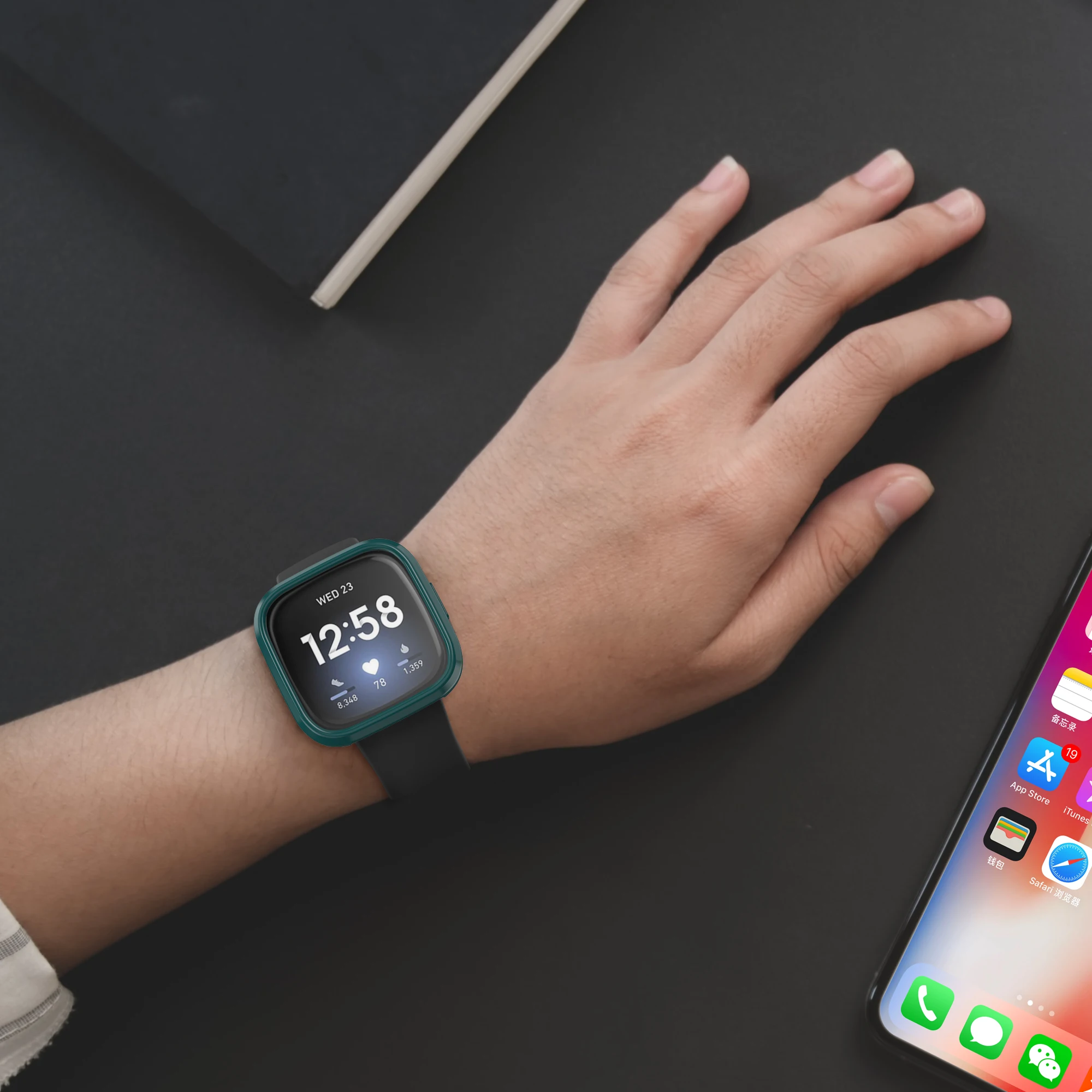 With Beer Tempered Glass TPU Protector Case Cover Sleeve Design for Fitbit Versa 3 Fitbit Sense