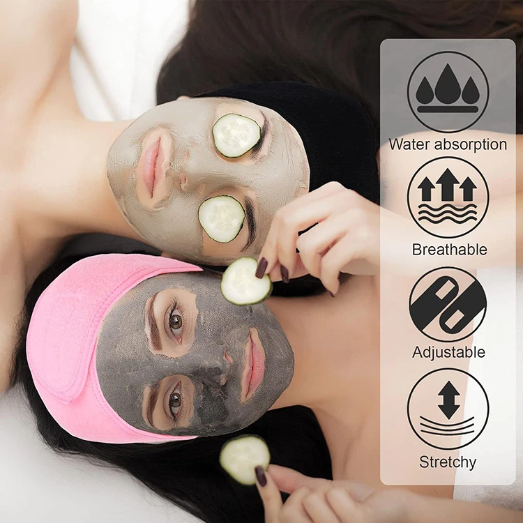 Custom Logo Terry Cloth Hairbands Facial Makeup Washing Face Headband Skin Care Beauty Salon Spa Headband For Girls