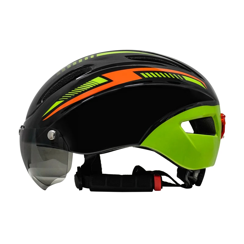Unisex Mountain Bike Helmet with Integrated Windshield & Tail Light Sport Style Safety Feature for Adults Multiple Color Options