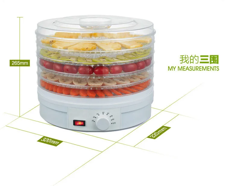 Home Appliance 28cm 350W Food Dehydrator Electric Dry Fruits & Vegetables Machine Mechanical with 5 Trays