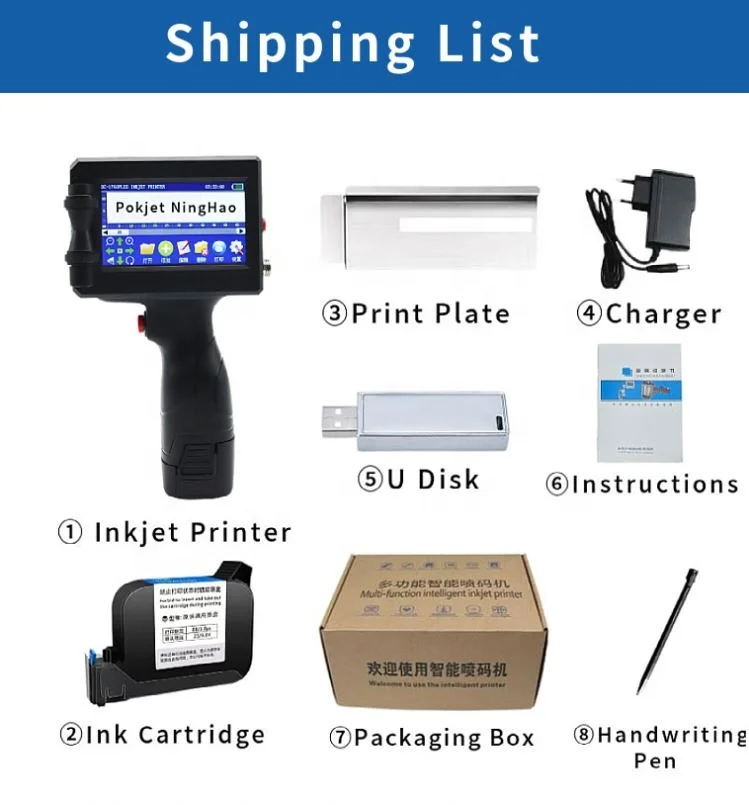 Handheld Mini Inkjet Printer 12.7 Mm TIJ Printer for Barcode Logo QR Code Image and Date Printing Thermal Inkjet Encode