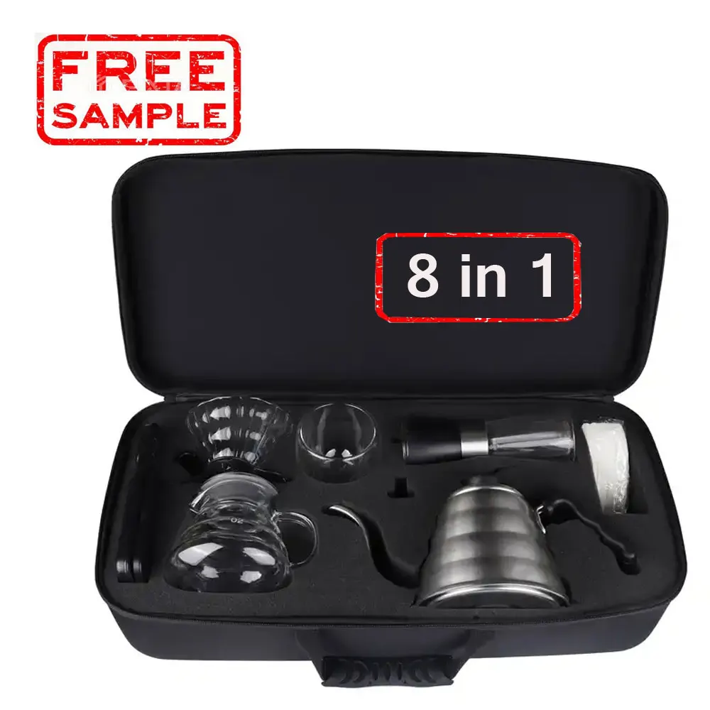 Arabic Travel Portable Glass Pot Espresso Gift Coffee Maker Accessories Kettle Pour Over metal tea Barista Tools set Bag