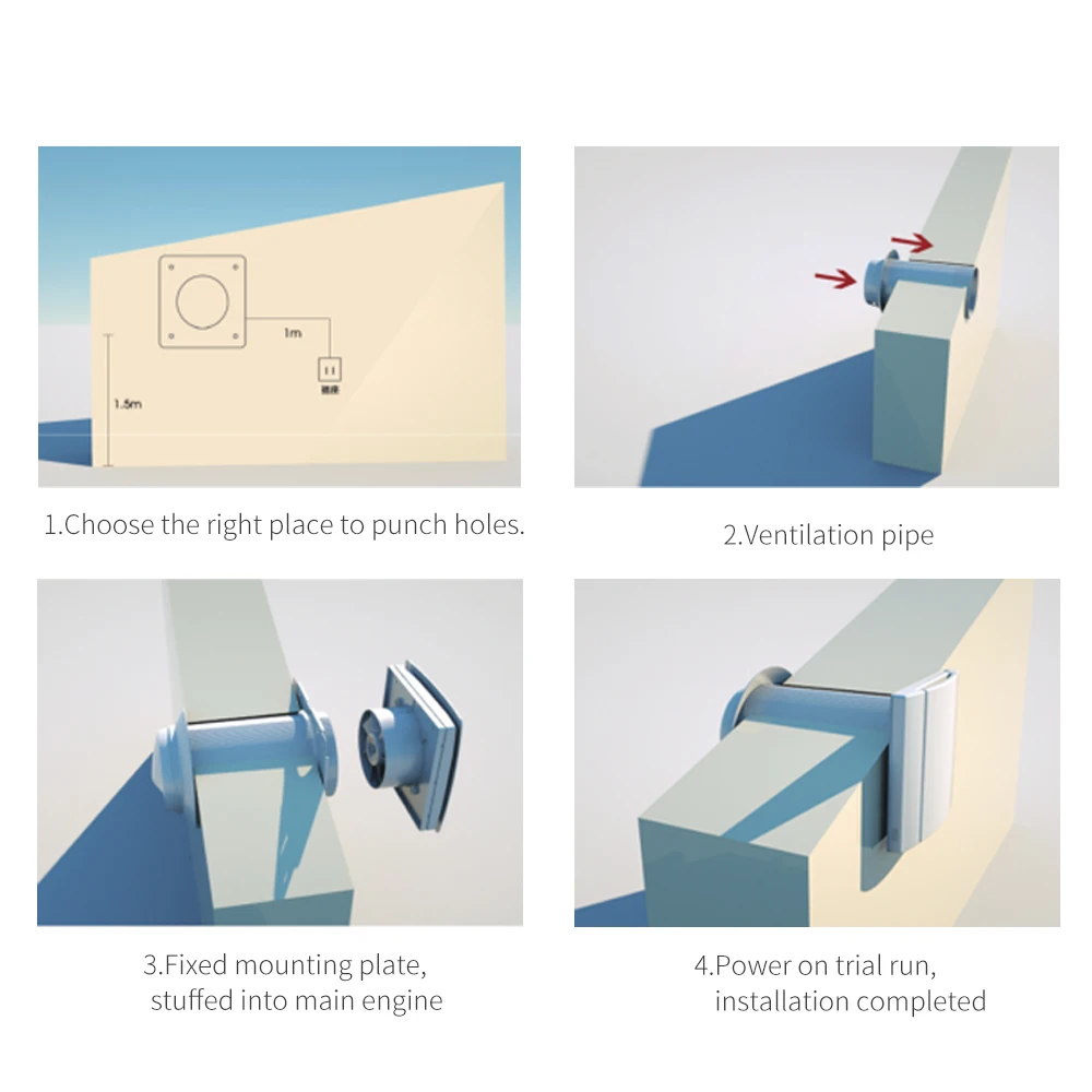 VTRONIC Ductless HRV Ventilation Fan Room-Side Installation Bathroom Exhaust Fan