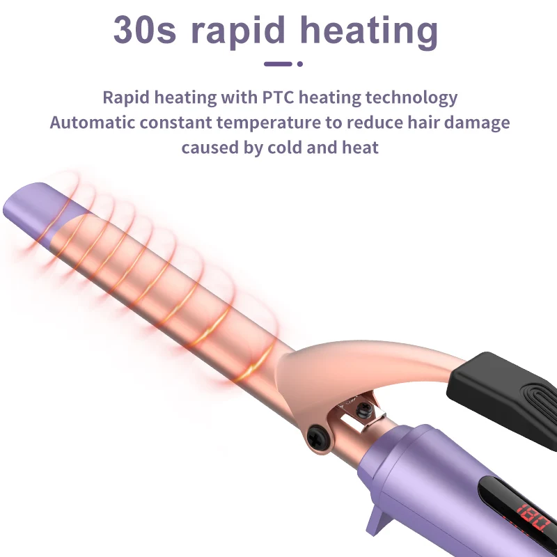 New product hair curler ceramic hair care barrels electric rotating curling iron curling wand with LCD display