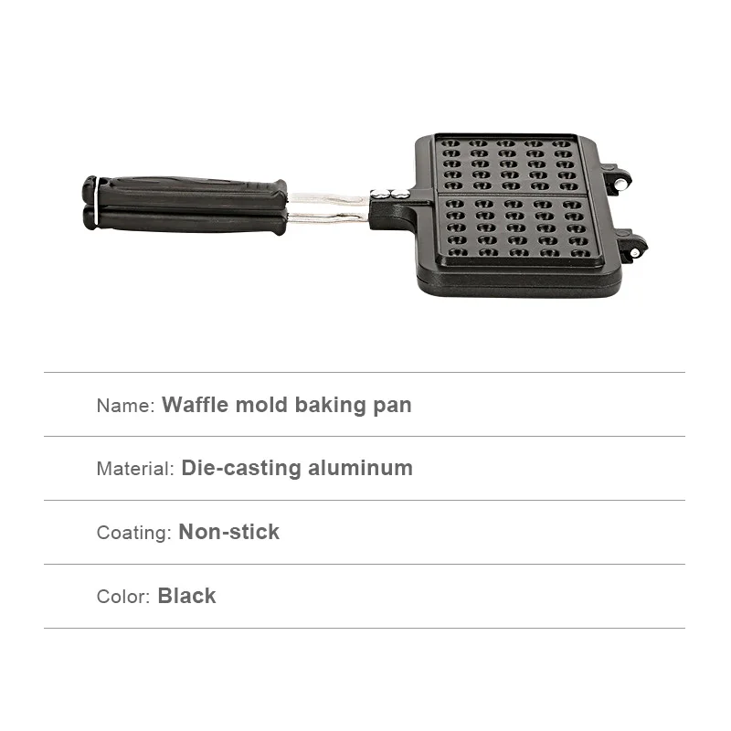 SANLANG Aluminium Non Stick Waffle Double Sided Frying Pan Camping Gas Black Square Baking Waffle Pans