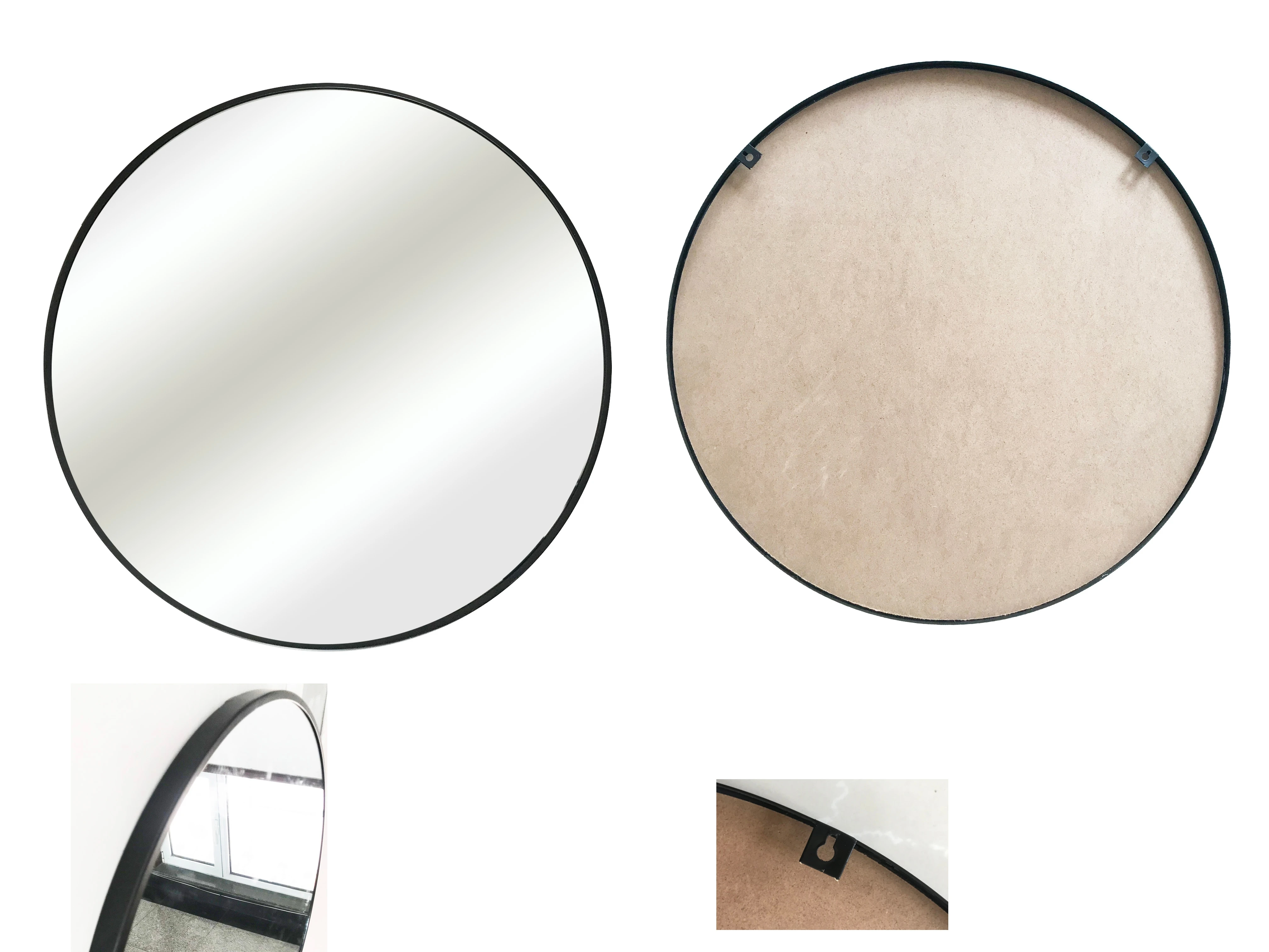 Modern Luxury Hotel Bathroom livingroom 50 60 70 80cm decorative black Metal Frame Round Wall Mirror