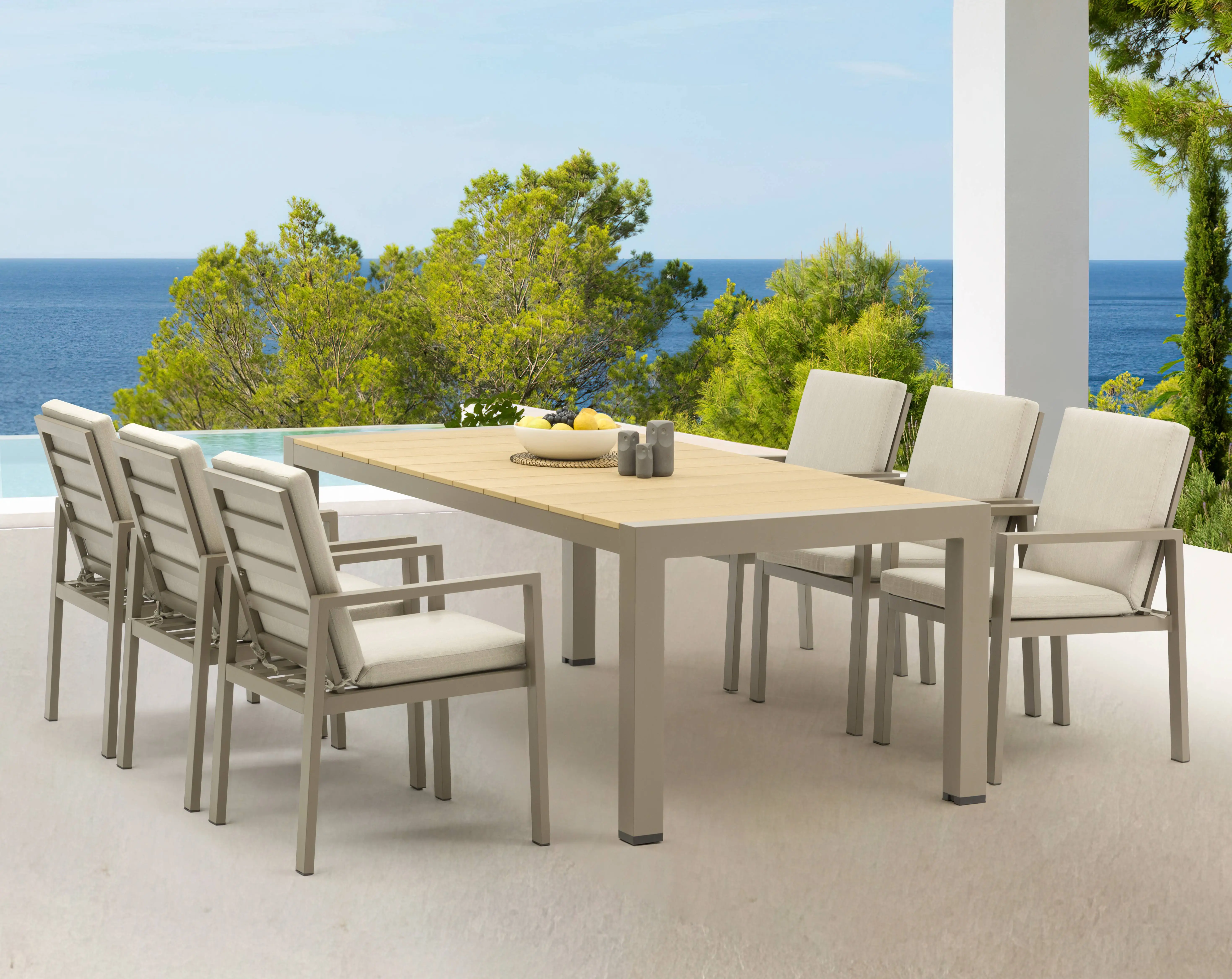Outdoor 6 Seat Dining Set Factory Customized Outdoor Table Set Aluminum Patio 8 Seat Dining Table And Chair