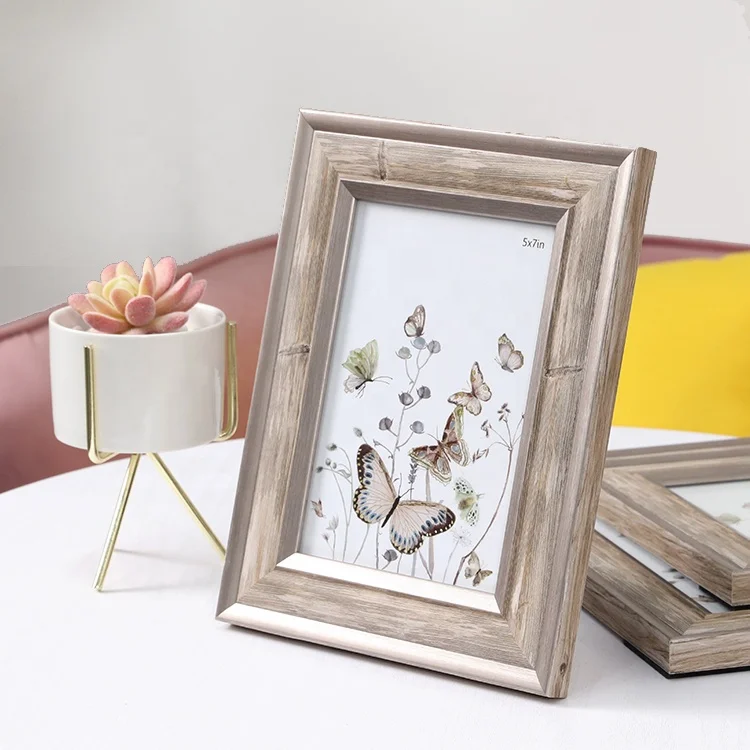 Wall Hanging PS Retro Metal Style Tabletop Plastic Picture Photo Frame