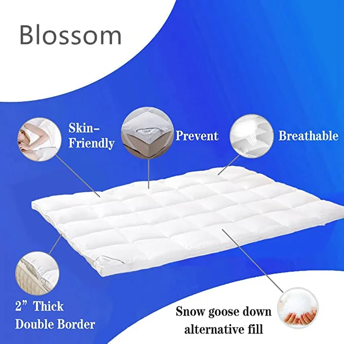 Mattress Topper Twin Pillowtop Bed Topper Cooling Mattress Pad with Anchor Bands - Extra Thick 2inch