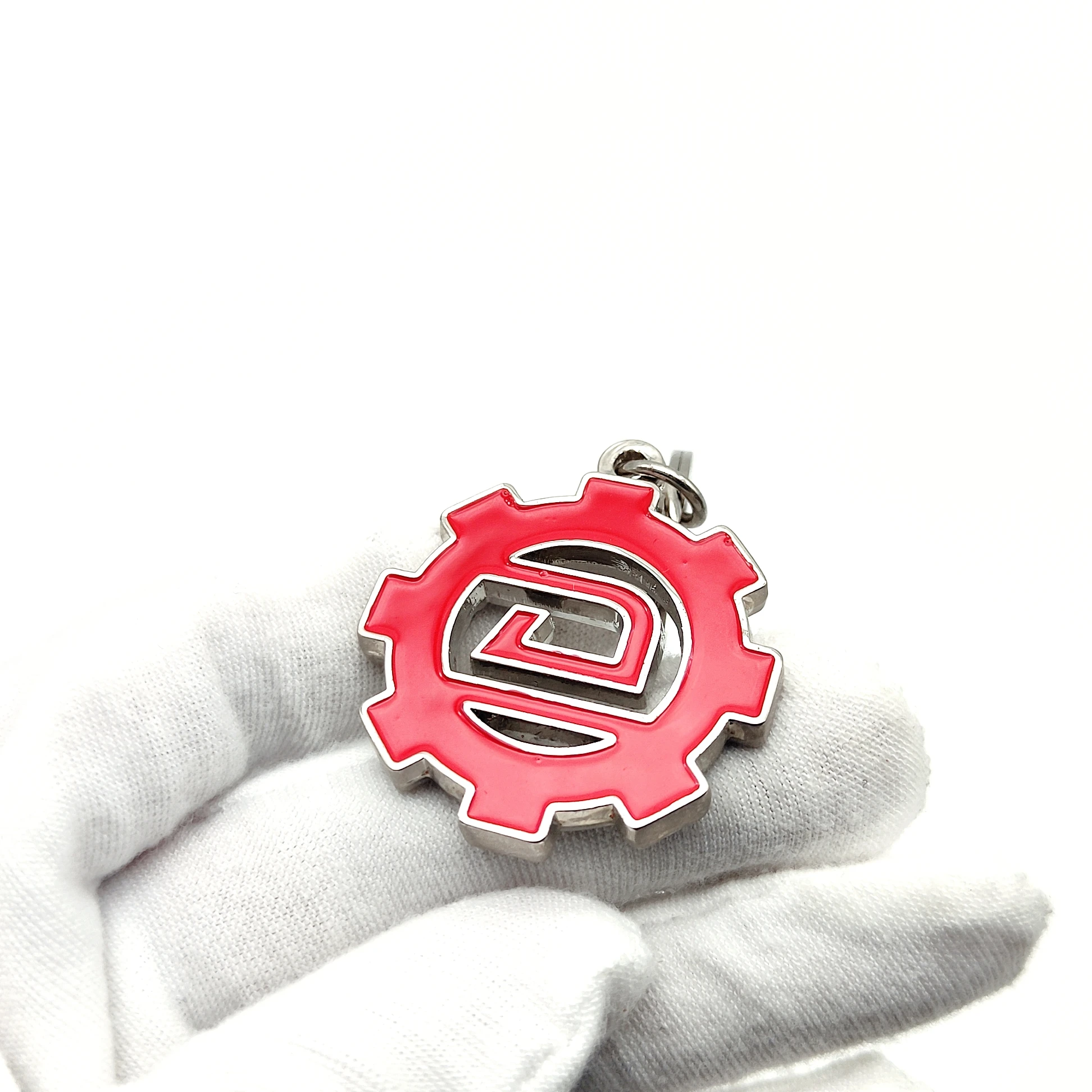 Wholesale Luxury Logo Custom keyring Red Gear Enamel Metal Keychain