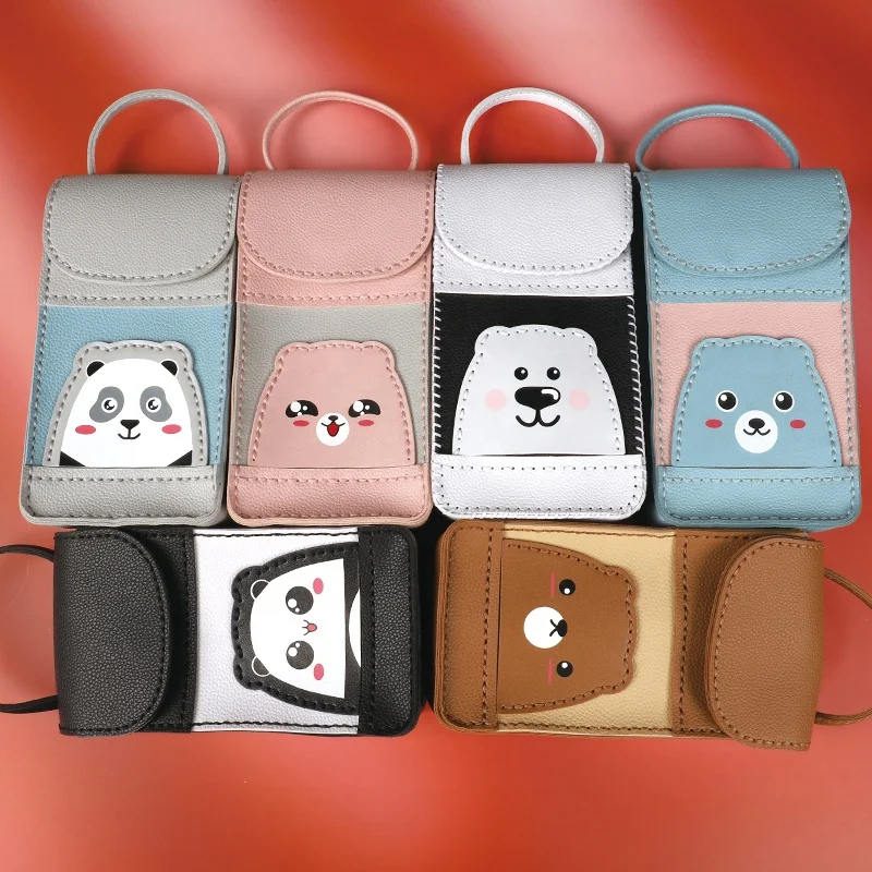 DIY handmade toy for child  easy assembly hand-stitched soft leather sewing  bear mobile phone hand bag