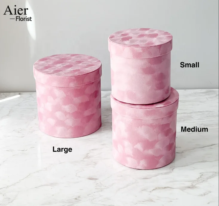 Aierflorist 3 шт. набор элегантные круглые бархатные цилиндрические Цветочные коробки с крышкой