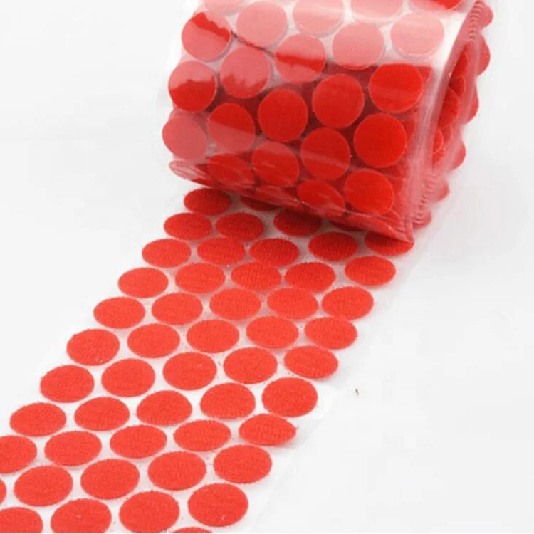 Red,Green,Blue,Yellow adhesive circle hook and loop dots strong glue adhesive hook loop spots