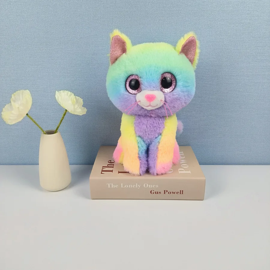Customized New Cute Children Birthday Gifts Plush Toy Colorful Rainbow Cat Stuffed Plush Cat Doll Toy