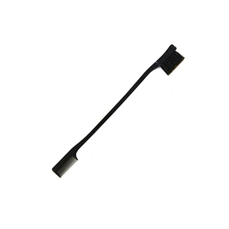Private label double head edge control brush pink for black hair