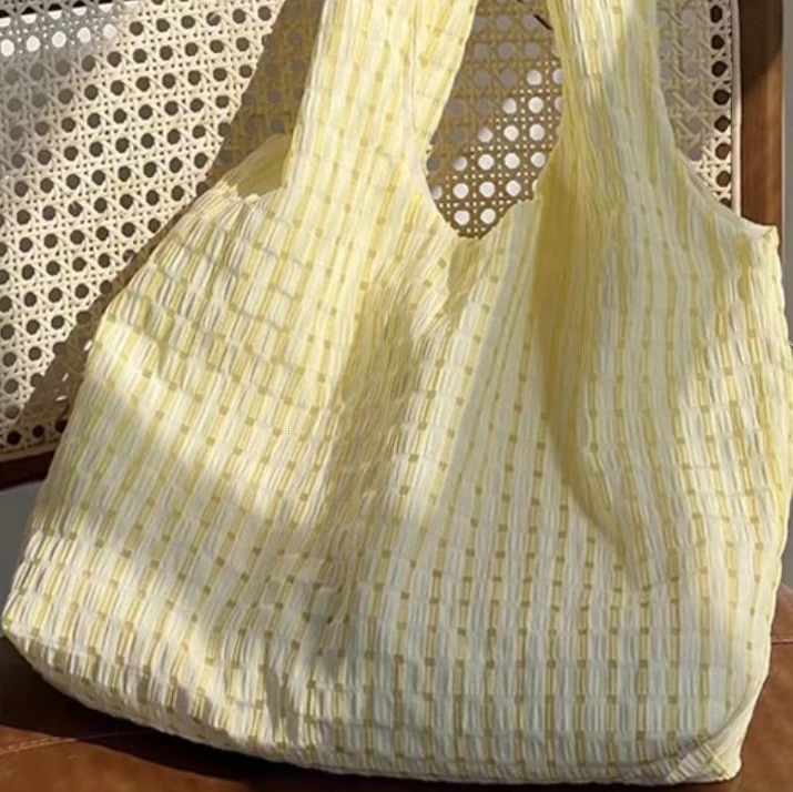 Summer new mint green plaid canvas bag ins small fresh shoulder candy color literary and versatile fairy bag