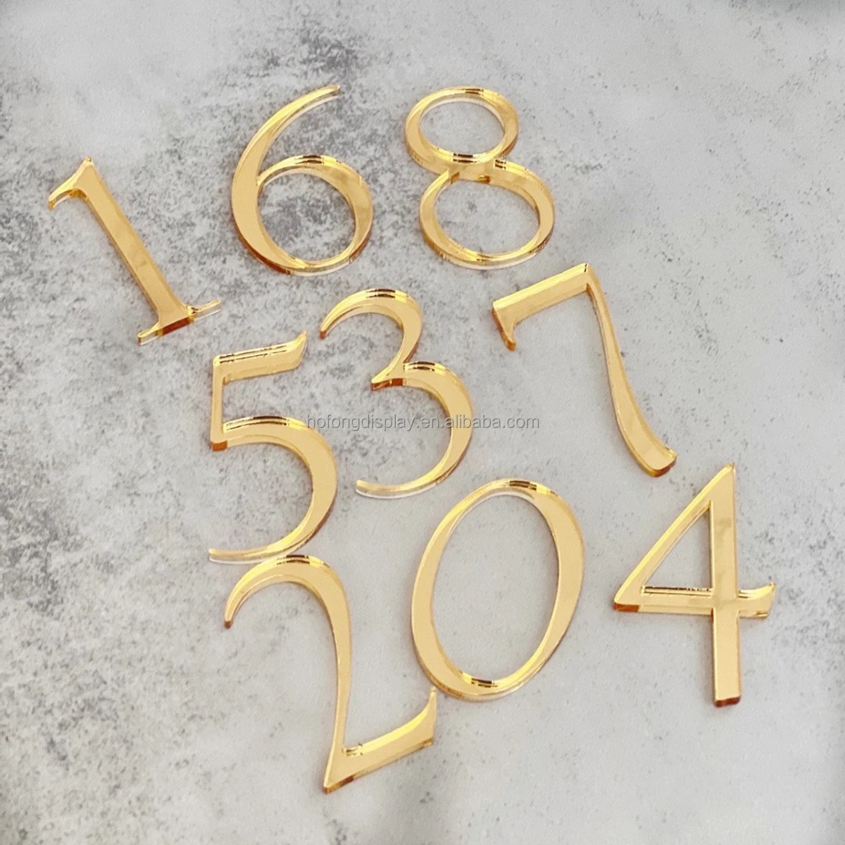 Manufacturer customized Acrylic Numbers, Cake Charms, Table Numbers, Gold Acrylic Numbers, Wedding Table Numbers