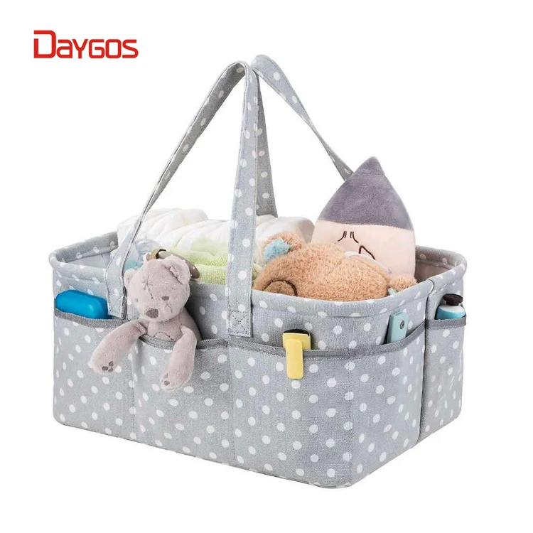
Baby Nappy Caddy Organiser Canvas Portable Nursery Storage Lightweight 100% Cotton Durable Baby Diaper Caddy Customized CN;FUJ 