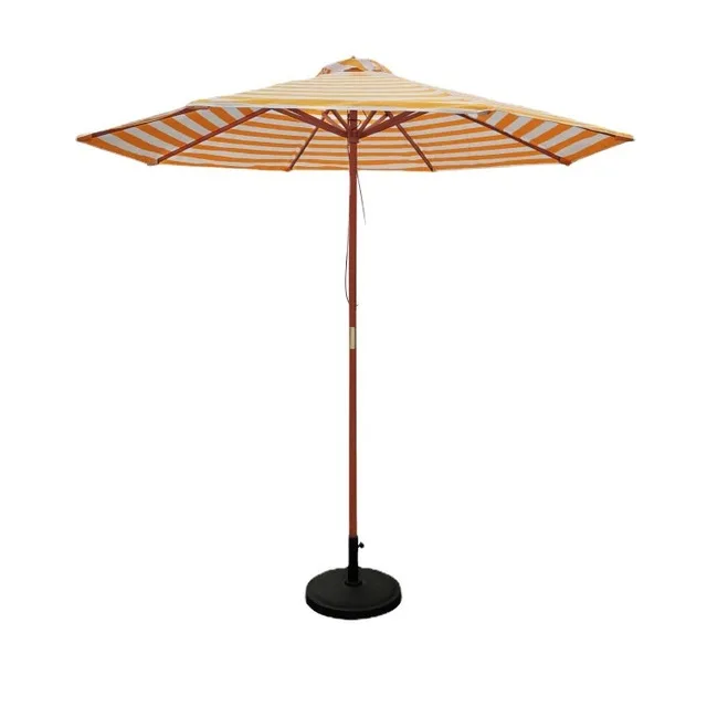 High Quality Hardwood Waterproof Sun Protection Smart Outdoor Garden Use Striped Umbrella Customized Beauty Wooden Umbrella