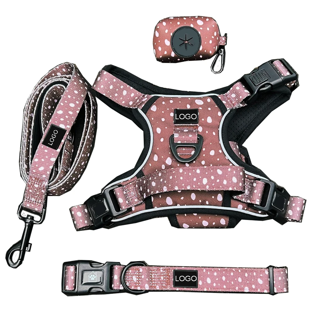 2024 Classic Best Selling Oxford Adjustable Dog Harness And Leash Collar Set With Premium Raw Material