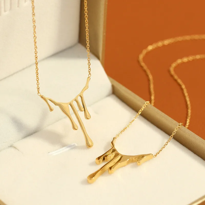 wholesale drop necklace 18k gold plated stainless steel necklaces