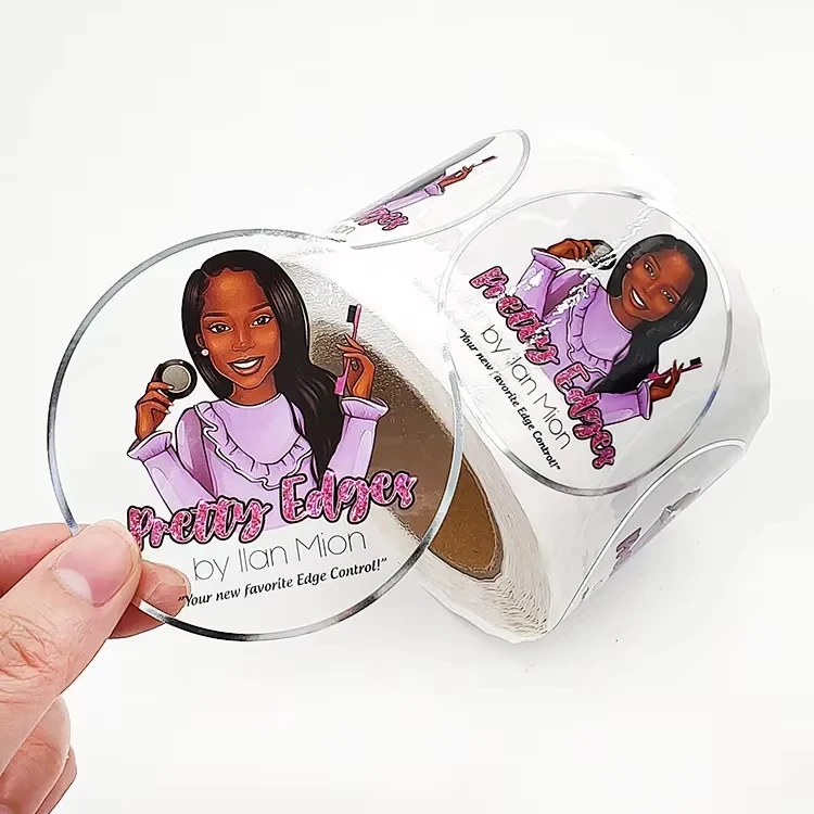 Custom Vinyl Labels Silver Foil Transparent Cosmetic Packaging Bottle Round Sticker Label Printing