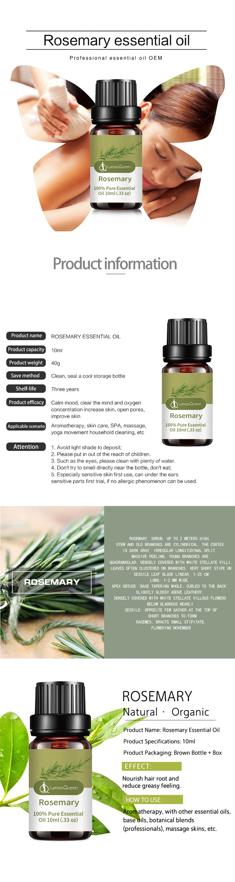 Rosemaryd natural essential oil nourishes hair roots and reduces greasy feeling essential oil