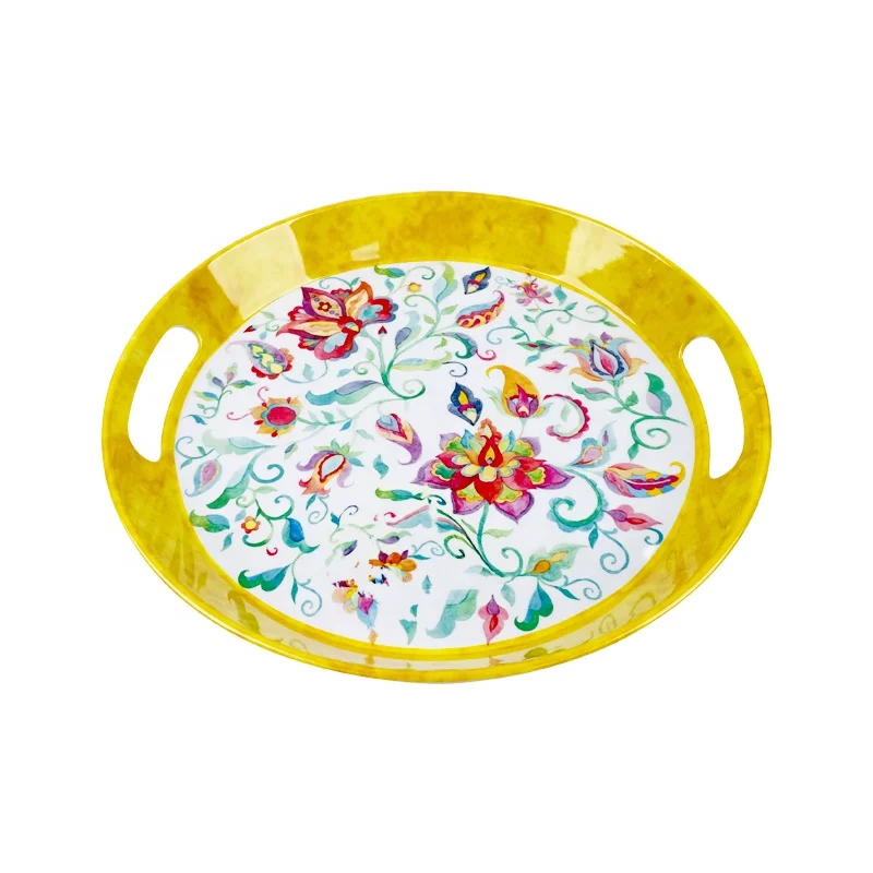 Personalized Custom Serving Round Anti Slip Restaurant Bar Beer Tray Plastic Melamine Serving Tray