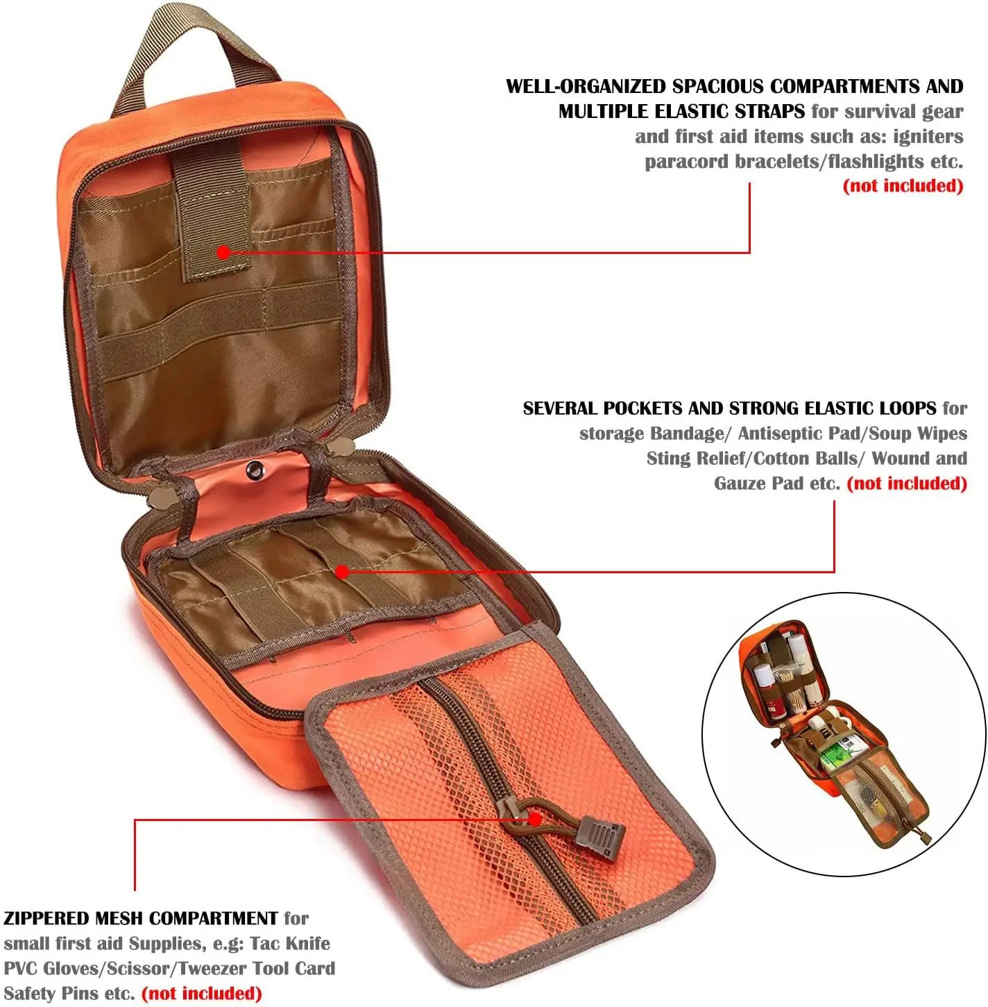 Hot Sale High Quality Tan 900D Waterproof Nylon Rip Away Tactical Frist Aid IFAK Trauma Kit Pouch